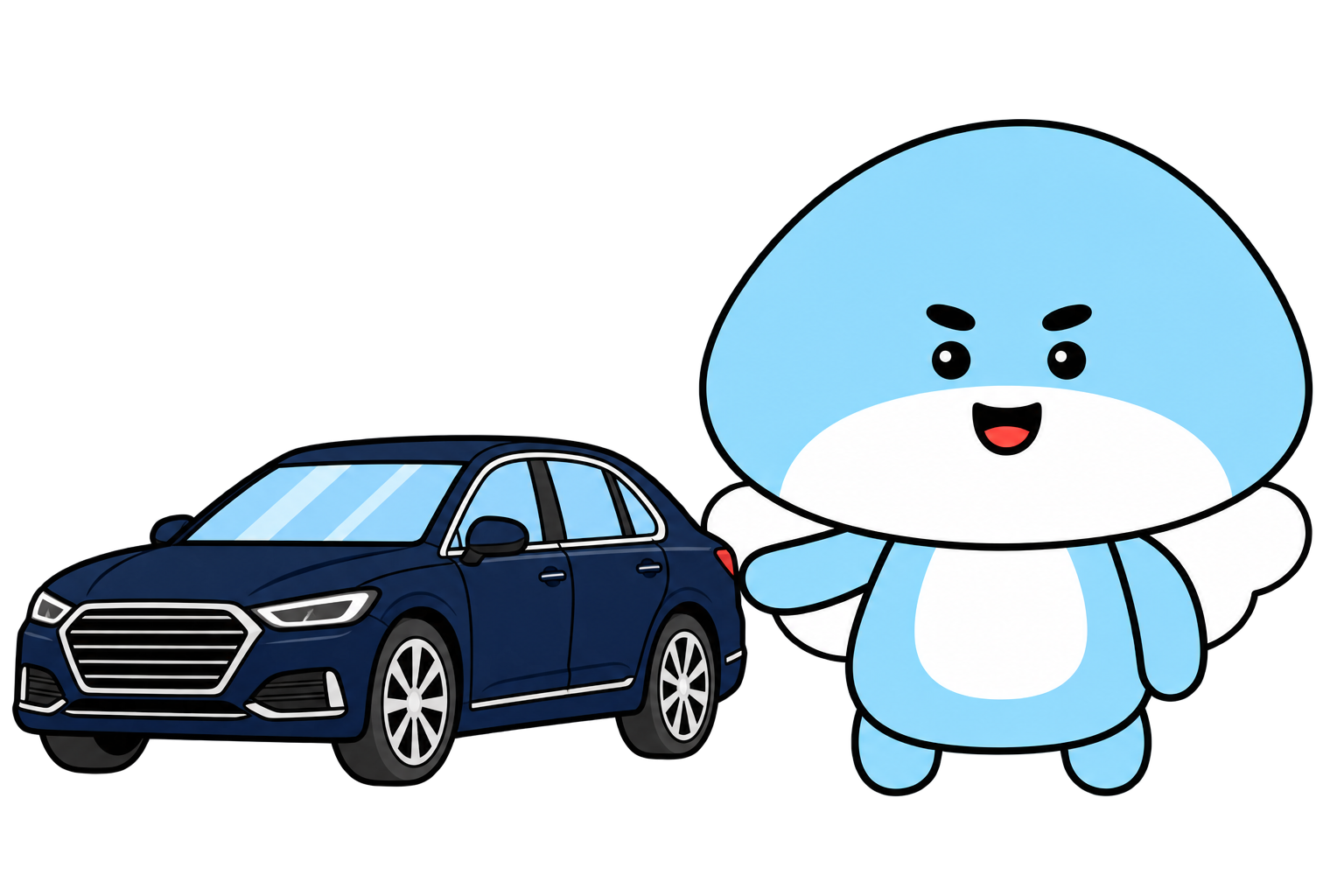 고급 차량을 짧은 팔로 소개하는 앙이