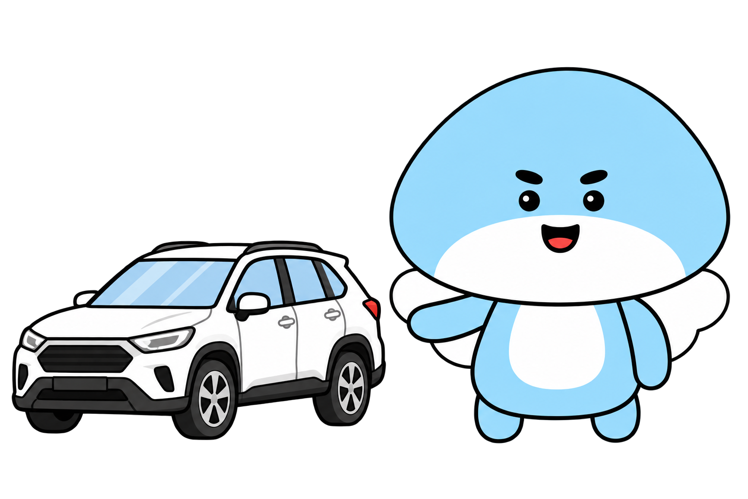 SUV 차량을 짧은 팔로 소개하는 앙이